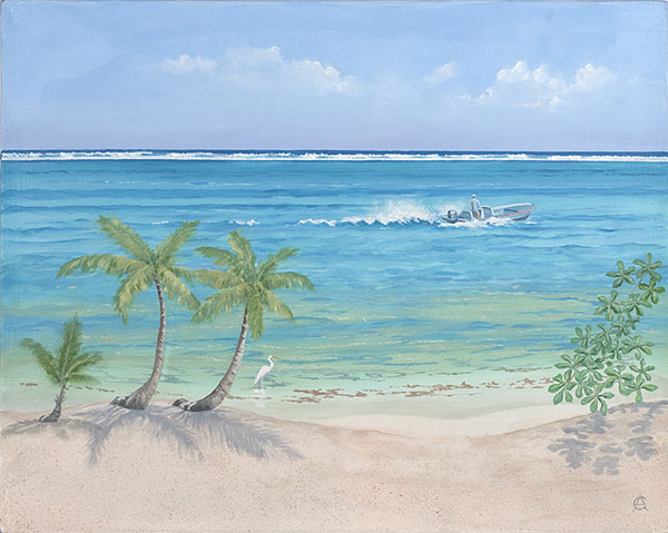 Inside the Reef at Ambergris Caye, Belize - Oil Painting by Christopher Crofton-Atkins