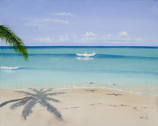 Late Afternoon at Pink Sand Beach painting by Christopher Crofton-Atkins