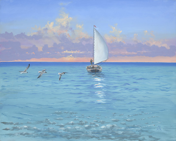 Sunset Sail painting by Christopher Crofton-Atkins