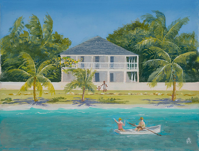 The Landing, Harbour Island painting by Christopher Crofton-Atkins